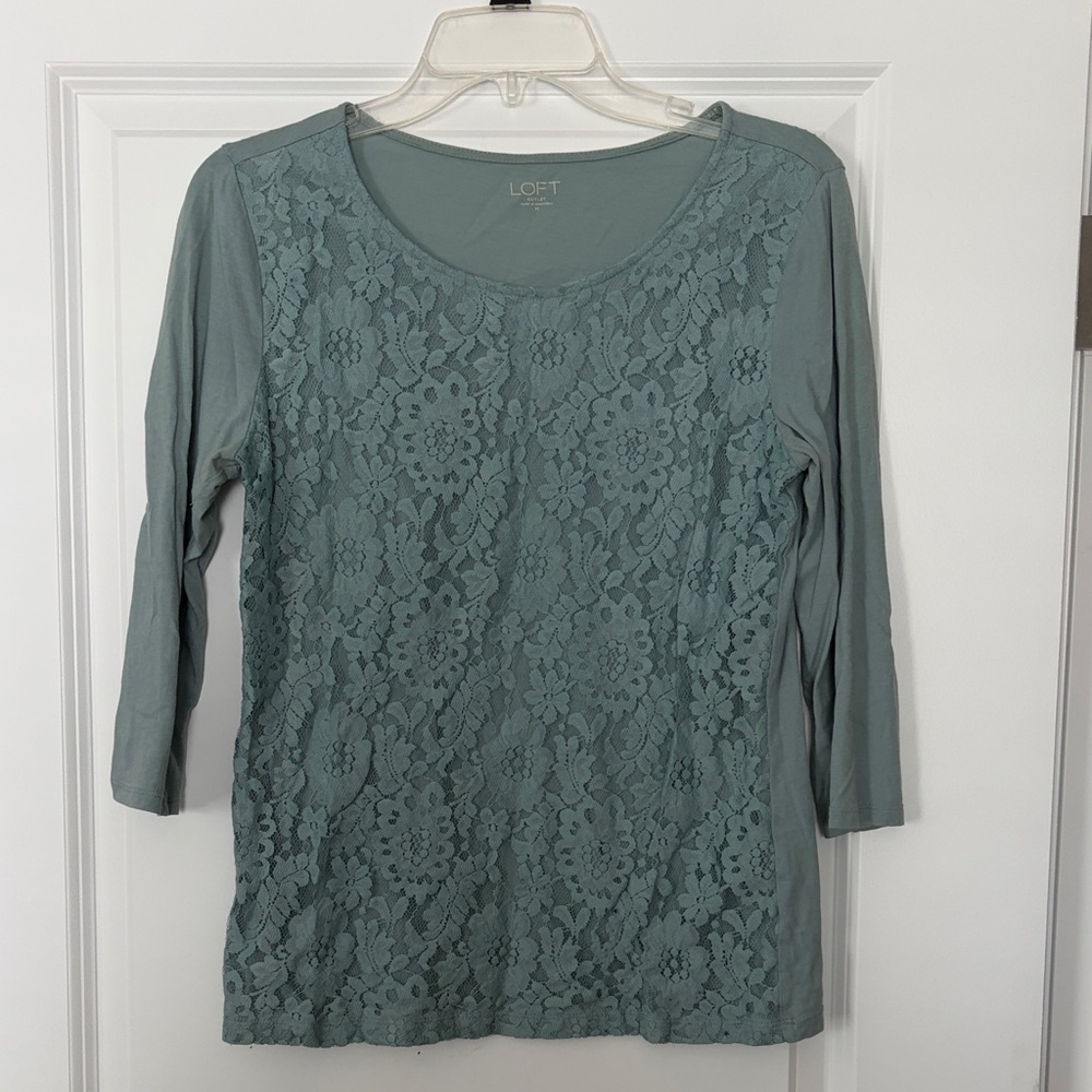 LOFT Women's Floral Lace Blouse - Teal
